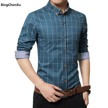 Load image into Gallery viewer, Men Plaid Shirt 2019 brand shirt New Autumn Winter Casual Shirts Men Tops Long Sleeve Chemise Homme Cotton Male Shirts 1970
