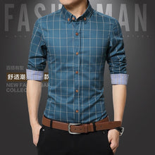 Load image into Gallery viewer, Men Plaid Shirt 2019 brand shirt New Autumn Winter Casual Shirts Men Tops Long Sleeve Chemise Homme Cotton Male Shirts 1970