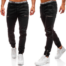 Load image into Gallery viewer, Vintage Ripped Jeans Men Zipper Letter Print Skinny Denim Pants Classic Cowboy Hip Pop Slim Fit Destroyed Jeans Pencil Pants D40