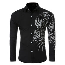 Load image into Gallery viewer, Men's Dragon Print Shirt Long Sleeve Fashion Casual Solid Color Business Slim Simple Soft Street Dress Long Sleeve Men Shirts