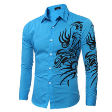 Load image into Gallery viewer, Men's Dragon Print Shirt Long Sleeve Fashion Casual Solid Color Business Slim Simple Soft Street Dress Long Sleeve Men Shirts