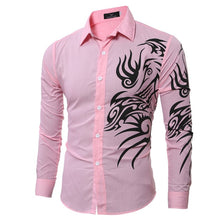 Load image into Gallery viewer, Men's Dragon Print Shirt Long Sleeve Fashion Casual Solid Color Business Slim Simple Soft Street Dress Long Sleeve Men Shirts