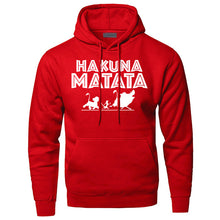 Load image into Gallery viewer, The Lion King Hakuna Matata Hoodies Sweatshirts Men Simba Pumbaa Timon Hooded Hoodie 2019 Winter Autumn Movie Cartoon Sportswear