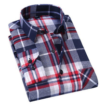 Load image into Gallery viewer, AOLIWEN2018 New Fashion blouse shirt Men's shirt brand men And Purple Plaid Printing Loose For Male Long Shirt Clothes SizeM-5Xl