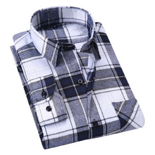 Load image into Gallery viewer, AOLIWEN2018 New Fashion blouse shirt Men's shirt brand men And Purple Plaid Printing Loose For Male Long Shirt Clothes SizeM-5Xl