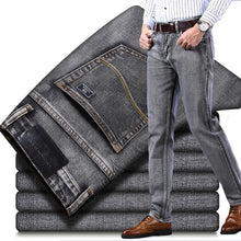 Load image into Gallery viewer, 2019 Autumn Winter New Men's Stretch-fit Jeans Business Casual Classic Style Fashion Denim Trousers Male Black Blue Gray Pants