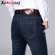 Load image into Gallery viewer, Xuansheng brand  men's jeans 2019 autumn and winter thick business work casual stretch slim jeans classic pants blue black jeans