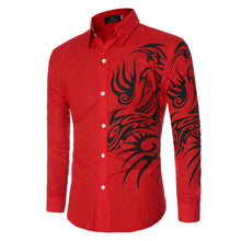 Load image into Gallery viewer, Men's Dragon Print Shirt Long Sleeve Fashion Casual Solid Color Business Slim Simple Soft Street Dress Long Sleeve Men Shirts