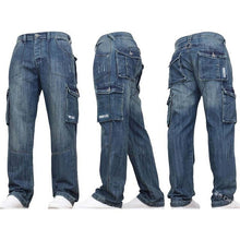 Load image into Gallery viewer, MORUANCLE Men's Casual Baggy Cargo Jeans Pants With Multi Pockets Loose Fit Tactical Denim Trousers For Male Plus Size S-5XL