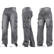 Load image into Gallery viewer, MORUANCLE Men's Casual Baggy Cargo Jeans Pants With Multi Pockets Loose Fit Tactical Denim Trousers For Male Plus Size S-5XL