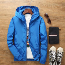 Load image into Gallery viewer, JOOBOX 2018 Spring Autumn New Slim Fit Young Men Hooded Jacket Thin Jackets Brand Casual Windbreaker Top Quality black s-7xl