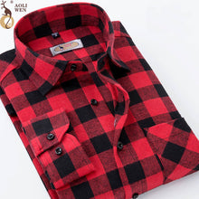 Load image into Gallery viewer, AOLIWEN2018 New Fashion blouse shirt Men's shirt brand men And Purple Plaid Printing Loose For Male Long Shirt Clothes SizeM-5Xl
