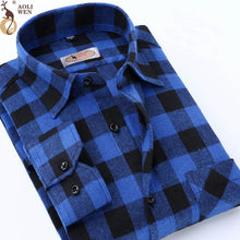 Load image into Gallery viewer, AOLIWEN2018 New Fashion blouse shirt Men's shirt brand men And Purple Plaid Printing Loose For Male Long Shirt Clothes SizeM-5Xl