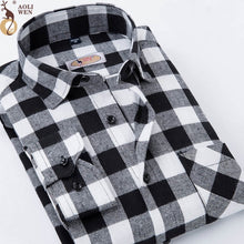 Load image into Gallery viewer, AOLIWEN2018 New Fashion blouse shirt Men's shirt brand men And Purple Plaid Printing Loose For Male Long Shirt Clothes SizeM-5Xl