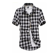 Load image into Gallery viewer, Red And Black Plaid Shirt Men Shirts 2019 New Summer Fashion Chemise Homme Mens Checkered Shirts Short Sleeve Shirt Men Blouse