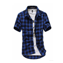 Load image into Gallery viewer, Red And Black Plaid Shirt Men Shirts 2019 New Summer Fashion Chemise Homme Mens Checkered Shirts Short Sleeve Shirt Men Blouse
