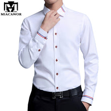 Load image into Gallery viewer, MIACAWOR Dress Shirts Men Fashion Oxford Shirts Long-Sleeve Camisa Masculina Slim Fit Camisa Social Casual White Shirt C274