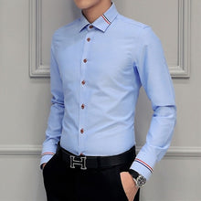 Load image into Gallery viewer, MIACAWOR Dress Shirts Men Fashion Oxford Shirts Long-Sleeve Camisa Masculina Slim Fit Camisa Social Casual White Shirt C274