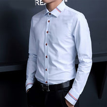Load image into Gallery viewer, MIACAWOR Dress Shirts Men Fashion Oxford Shirts Long-Sleeve Camisa Masculina Slim Fit Camisa Social Casual White Shirt C274
