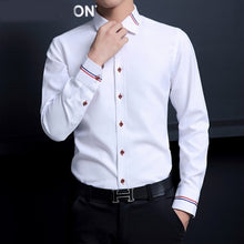 Load image into Gallery viewer, MIACAWOR Dress Shirts Men Fashion Oxford Shirts Long-Sleeve Camisa Masculina Slim Fit Camisa Social Casual White Shirt C274