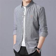 Load image into Gallery viewer, 2019 Summer Fashion Long Sleeve Embroidery Printed Men's Shirts Regular Slim Fit Social Dress Men Shirt cotton Big Size M-5XL